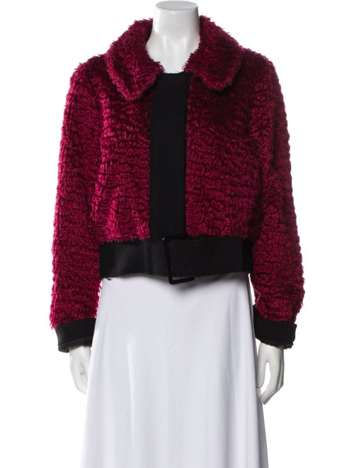 Oscar de la Renta Virgin Wool Tweed Pattern Faux Fur Jacket