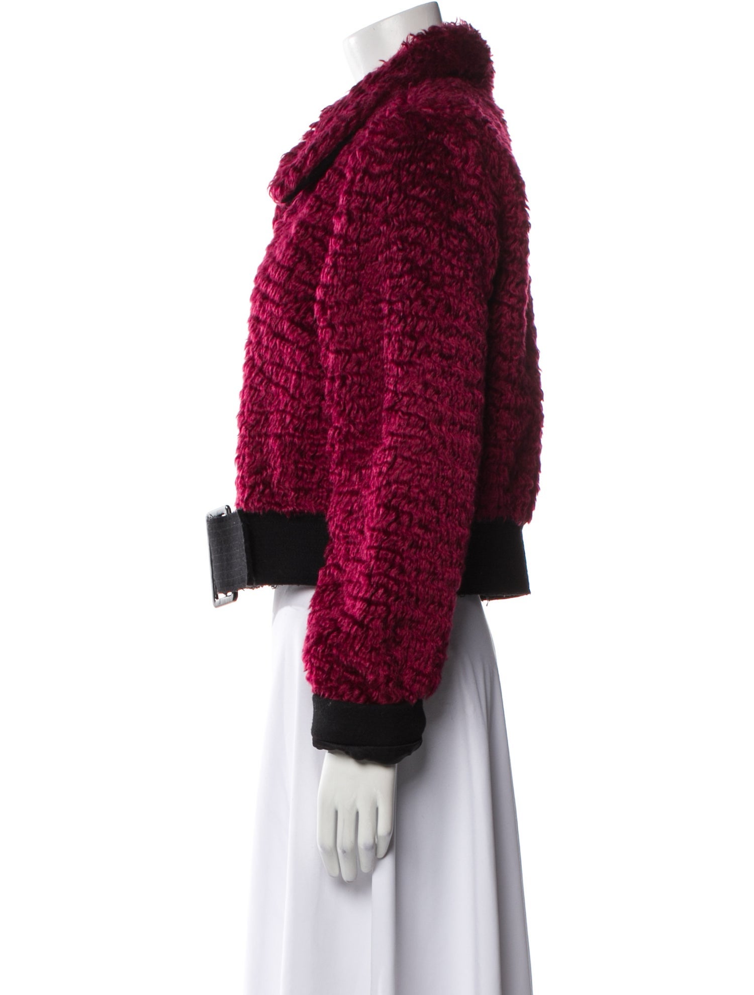 Oscar de la Renta Virgin Wool Tweed Pattern Faux Fur Jacket