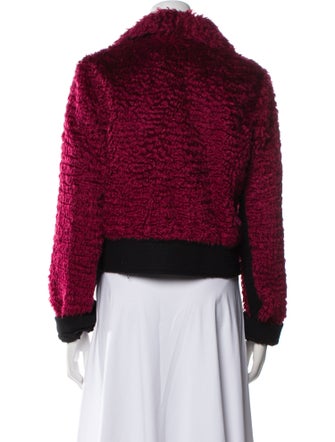 Oscar de la Renta Virgin Wool Tweed Pattern Faux Fur Jacket