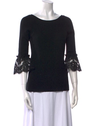 Oscar de la Renta Merino Wool Scoop Neck Sweater