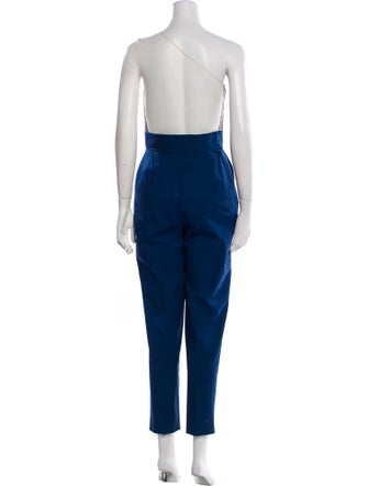 Oscar de la Renta Wool One-Shoulder Jumpsuit