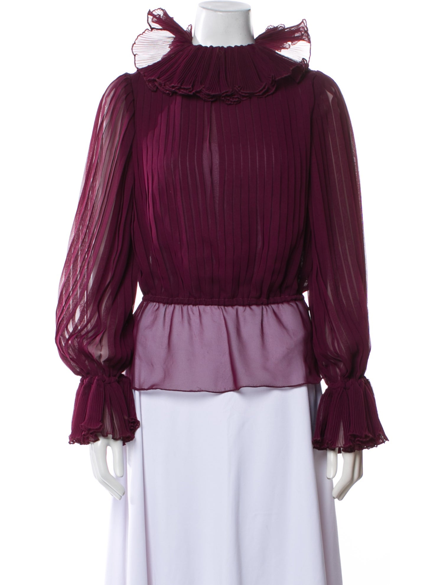Oscar de la Renta Mock Neck Long Sleeve Blouse