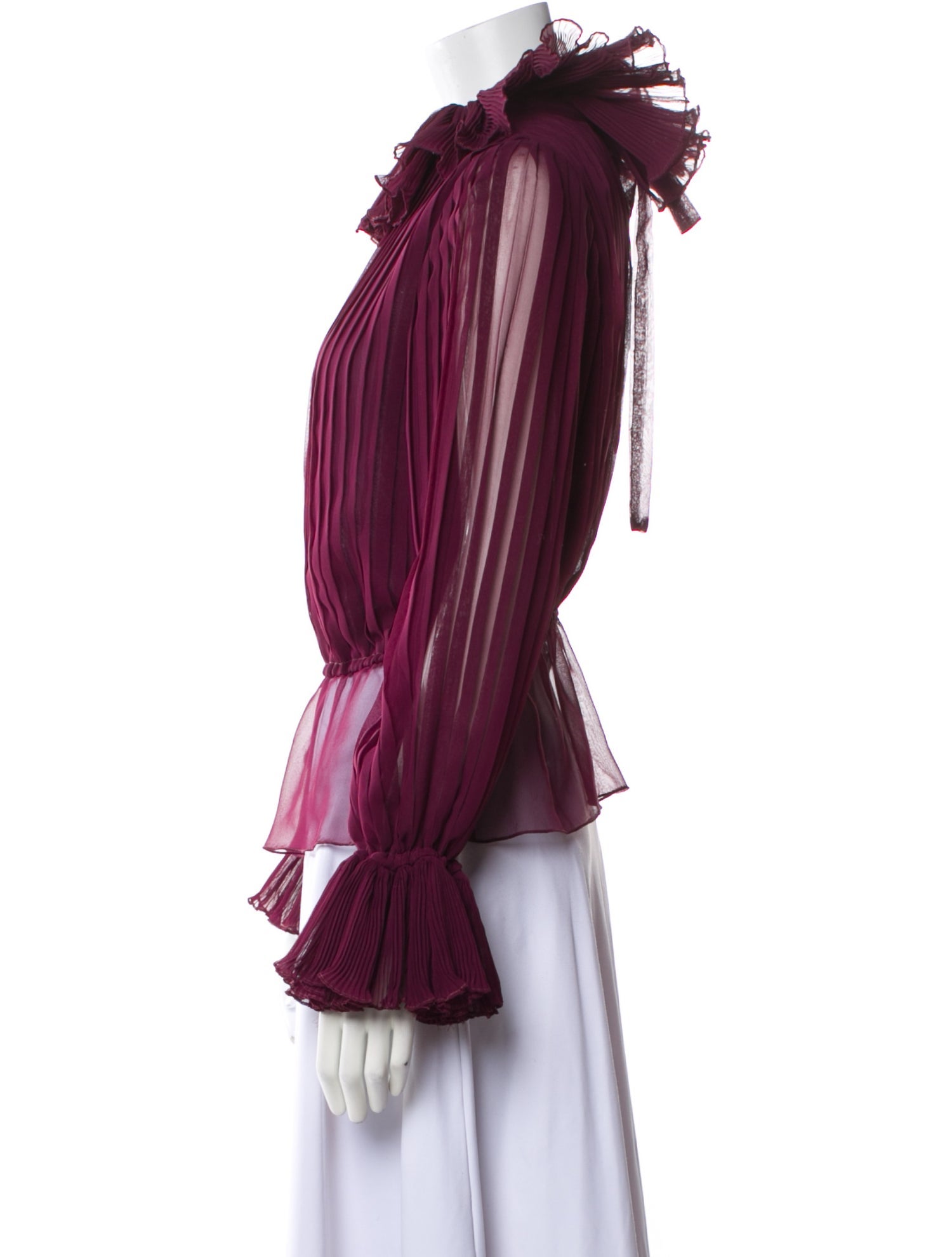 Oscar de la Renta Mock Neck Long Sleeve Blouse