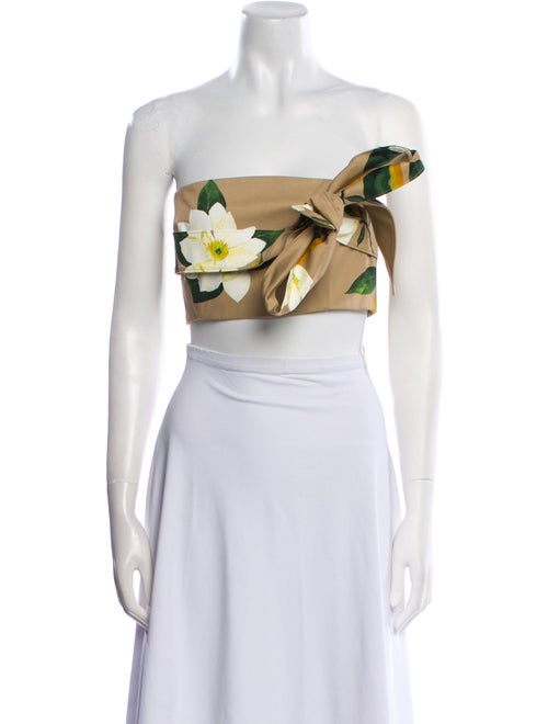 Oscar de la Renta Printed Strapless Crop Top