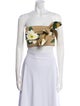Oscar de la Renta Printed Strapless Crop Top
