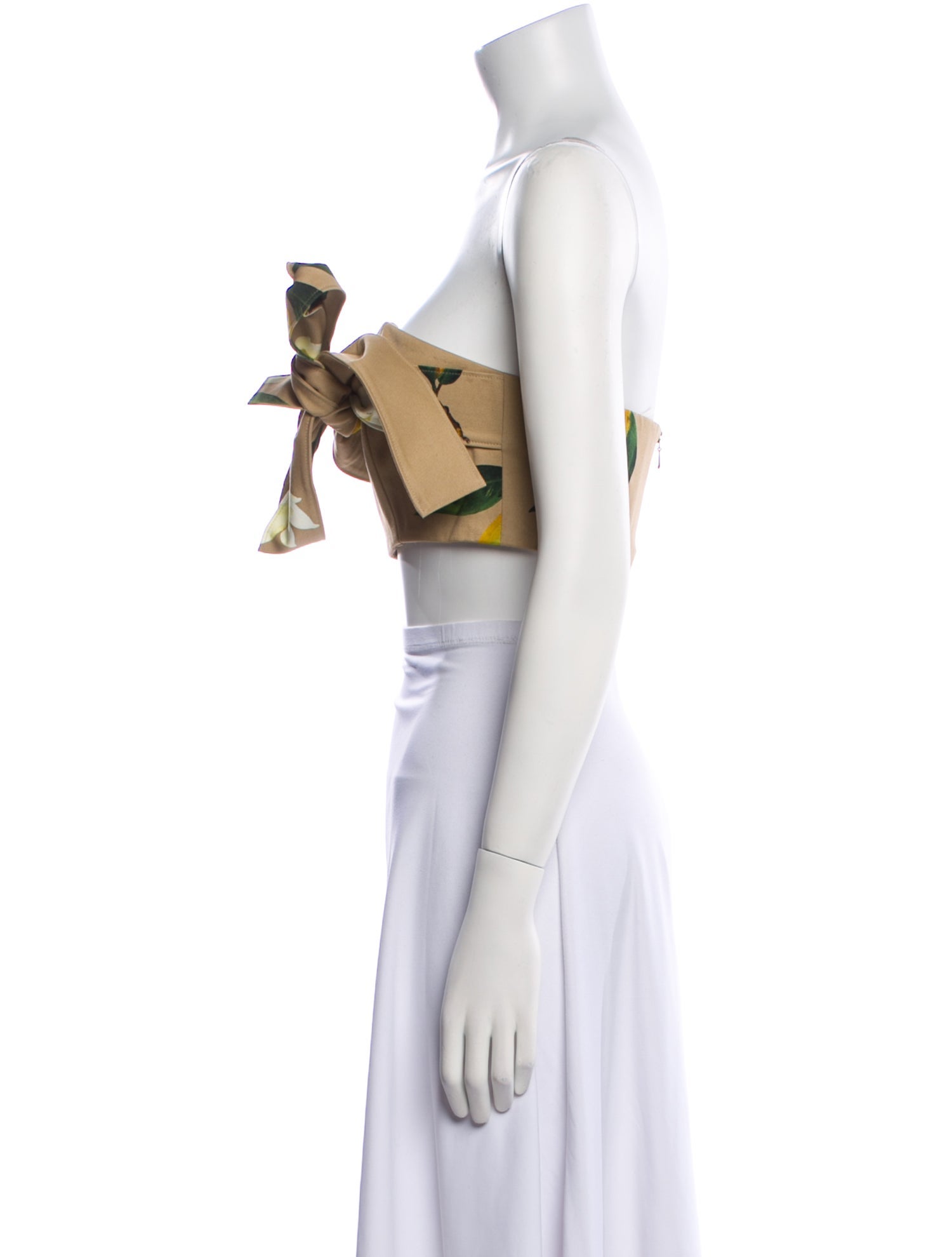 Oscar de la Renta Printed Strapless Crop Top