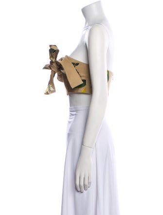 Oscar de la Renta Printed Strapless Crop Top