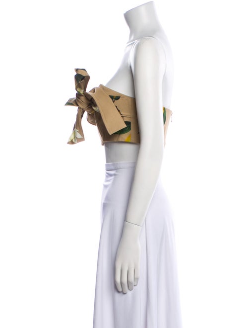 Oscar de la Renta Printed Strapless Crop Top