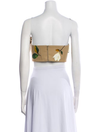 Oscar de la Renta Printed Strapless Crop Top
