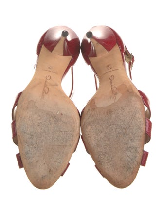 Oscar de la Renta Patent Leather T-Strap Sandals