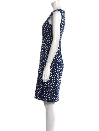 Oscar de la Renta Polka Dot Print Knee-Length Dress