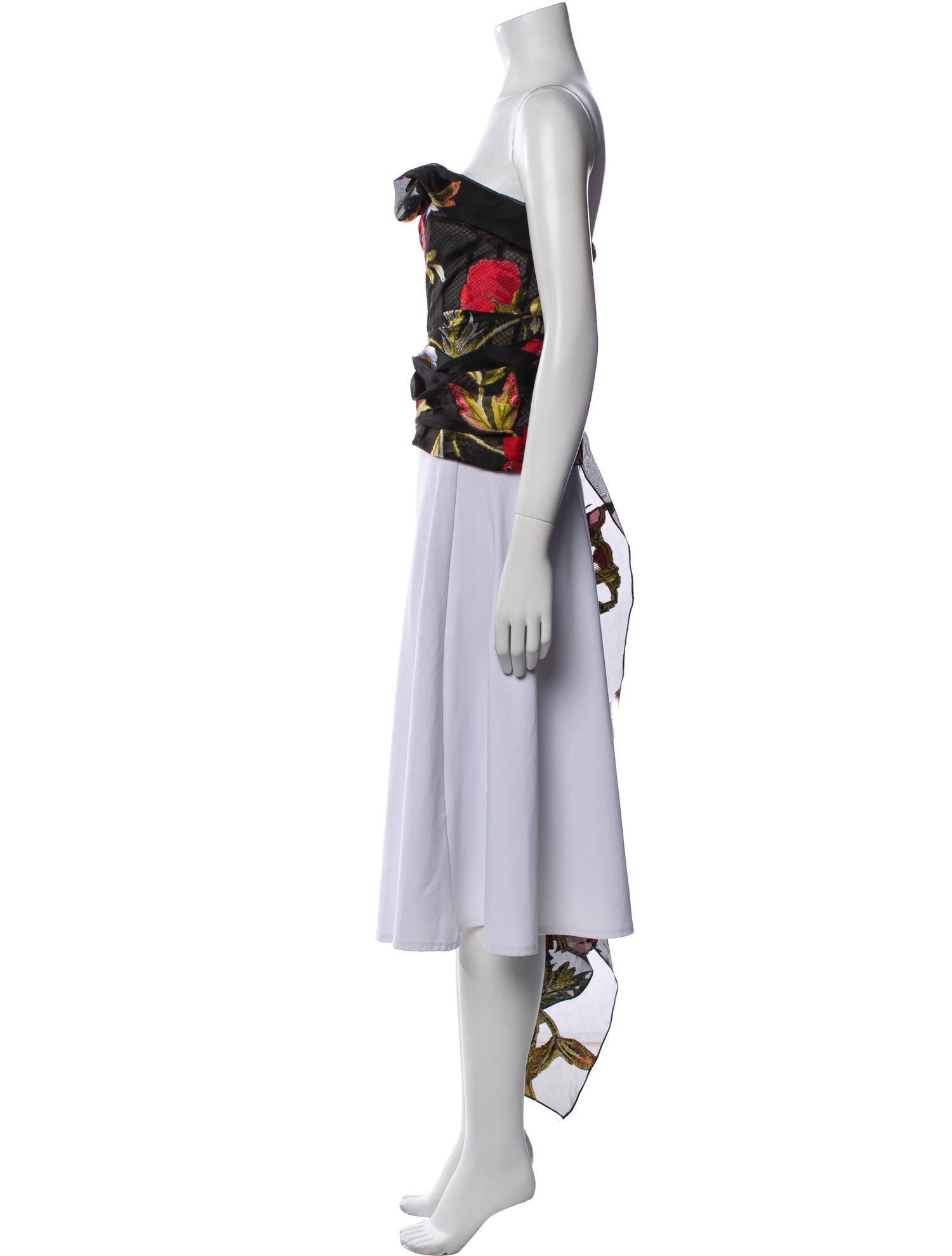 Oscar de la Renta Floral Print Strapless Crop Top