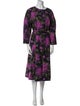 Oscar de la Renta Floral Print Midi Length Dress