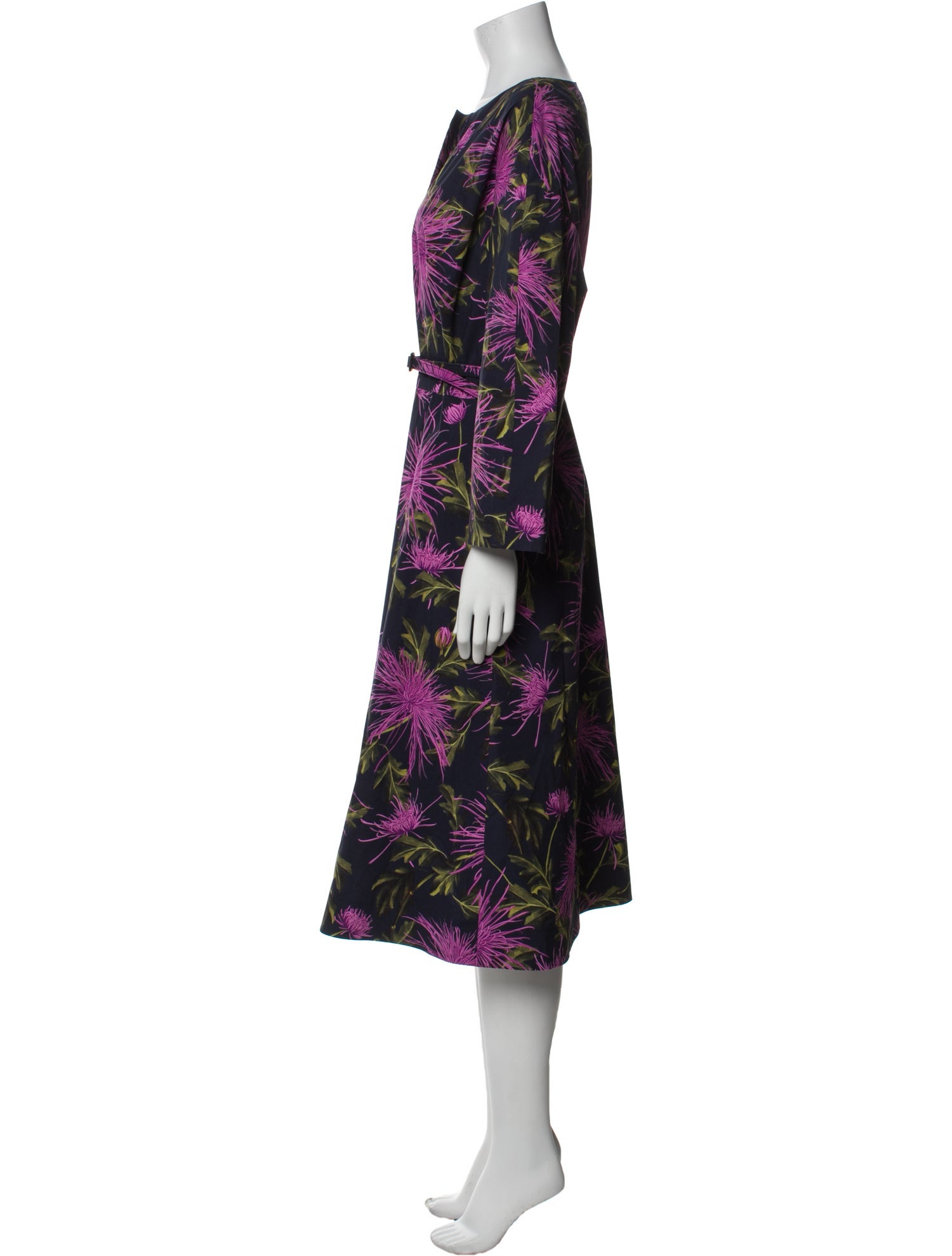 Oscar de la Renta Floral Print Midi Length Dress