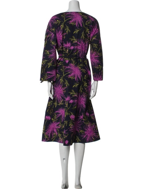 Oscar de la Renta Floral Print Midi Length Dress