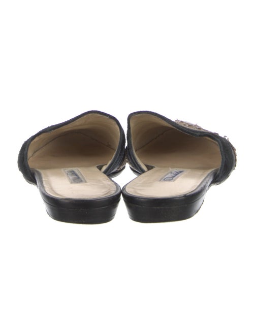 Oscar de la Renta Leather Sequin Embellishments Mules