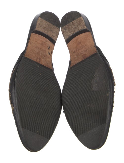 Oscar de la Renta Leather Sequin Embellishments Mules