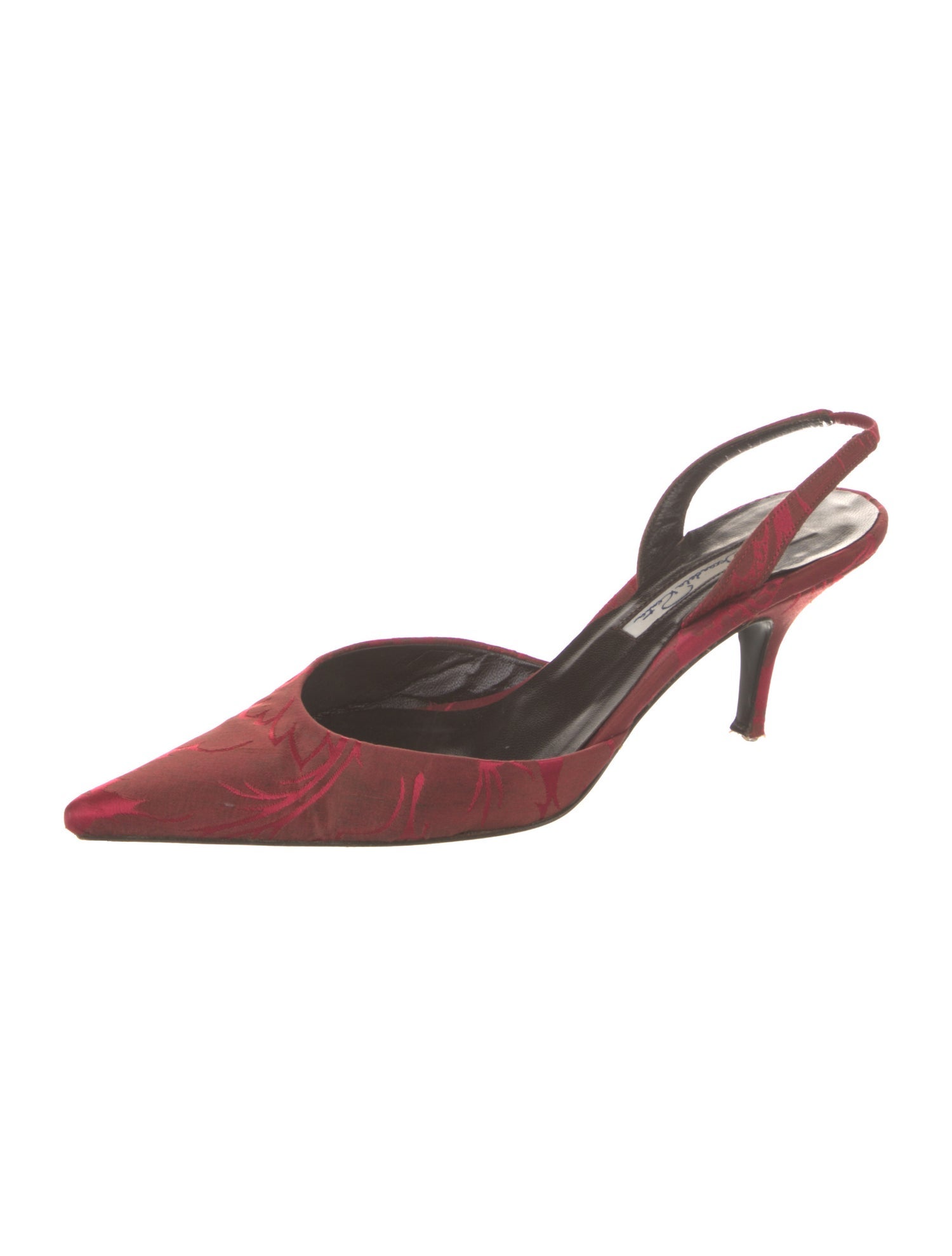 Oscar de la Renta Satin Floral Print Slingback Pumps