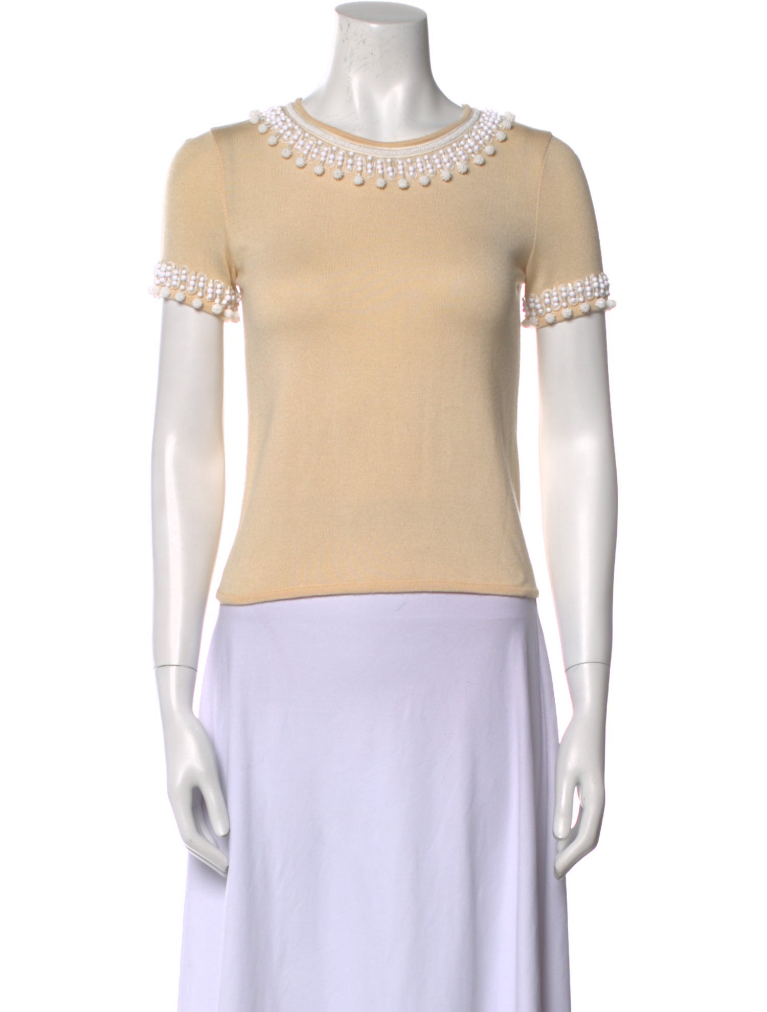 Oscar de la Renta Cashmere Bateau Neckline Top