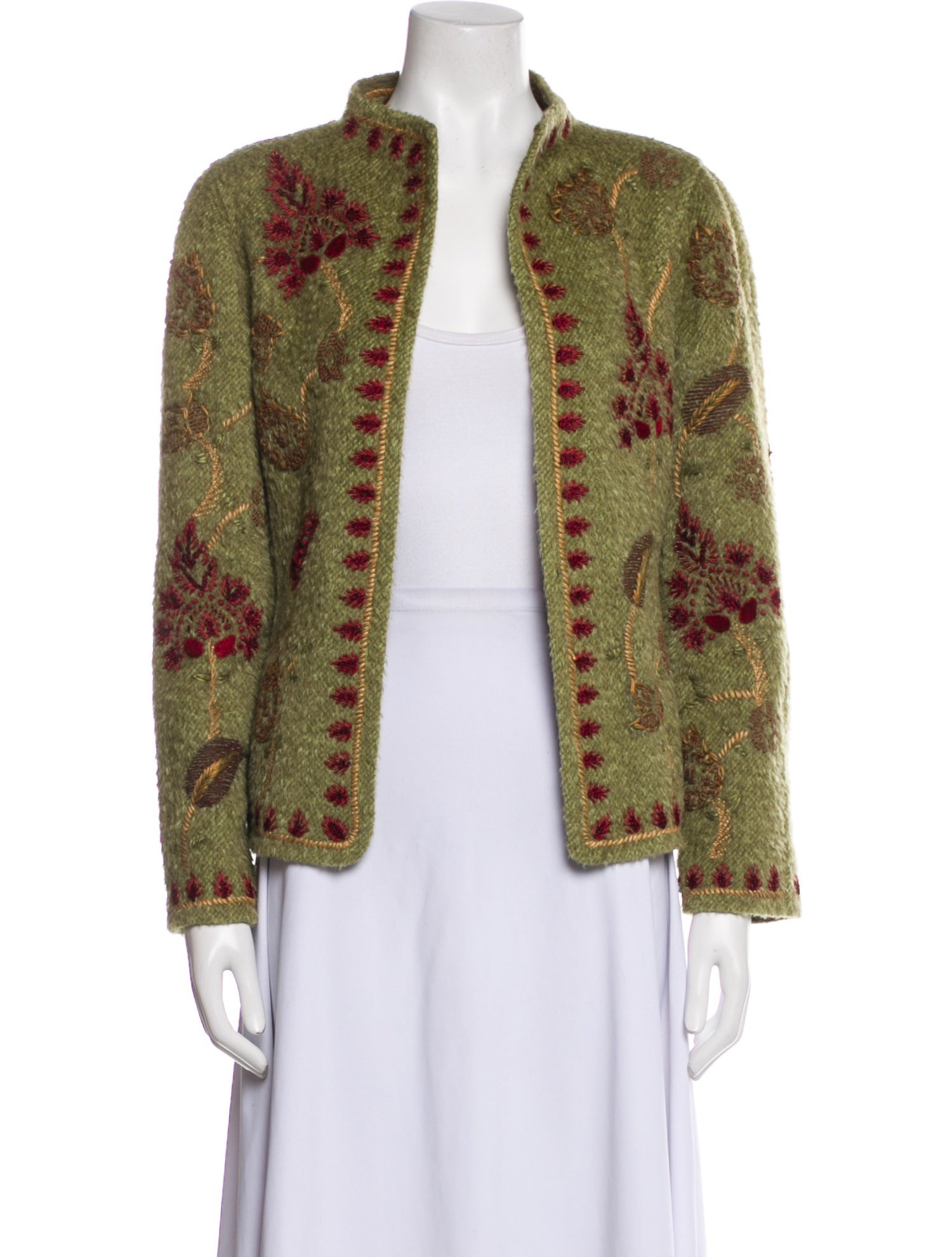 Oscar de la Renta Wool Floral Print Evening Jacket