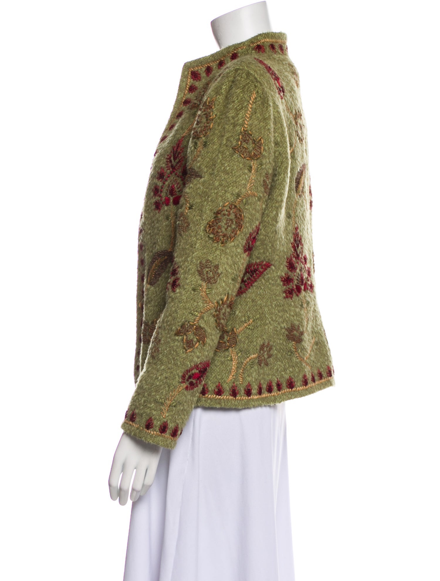 Oscar de la Renta Wool Floral Print Evening Jacket