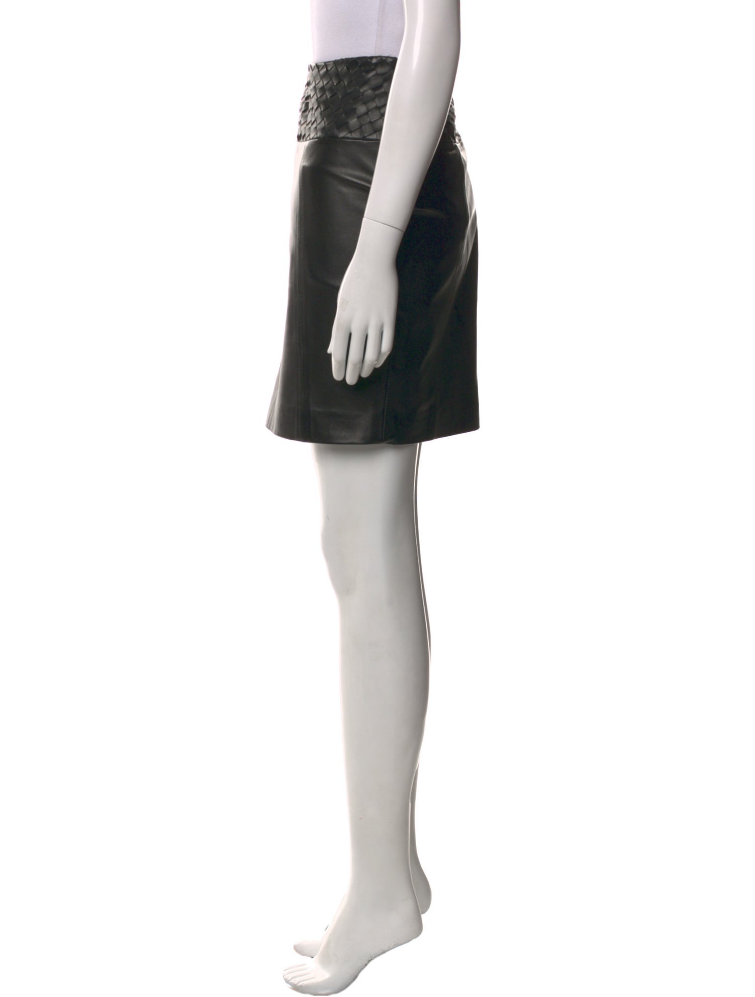 Oscar de la Renta Leather Mini Skirt