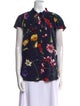 Oscar de la Renta Floral Print Mock Neck Blouse