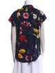 Oscar de la Renta Floral Print Mock Neck Blouse