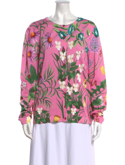 Oscar de la Renta Floral Print Crew Neck Sweatshirt