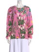 Oscar de la Renta Floral Print Crew Neck Sweatshirt