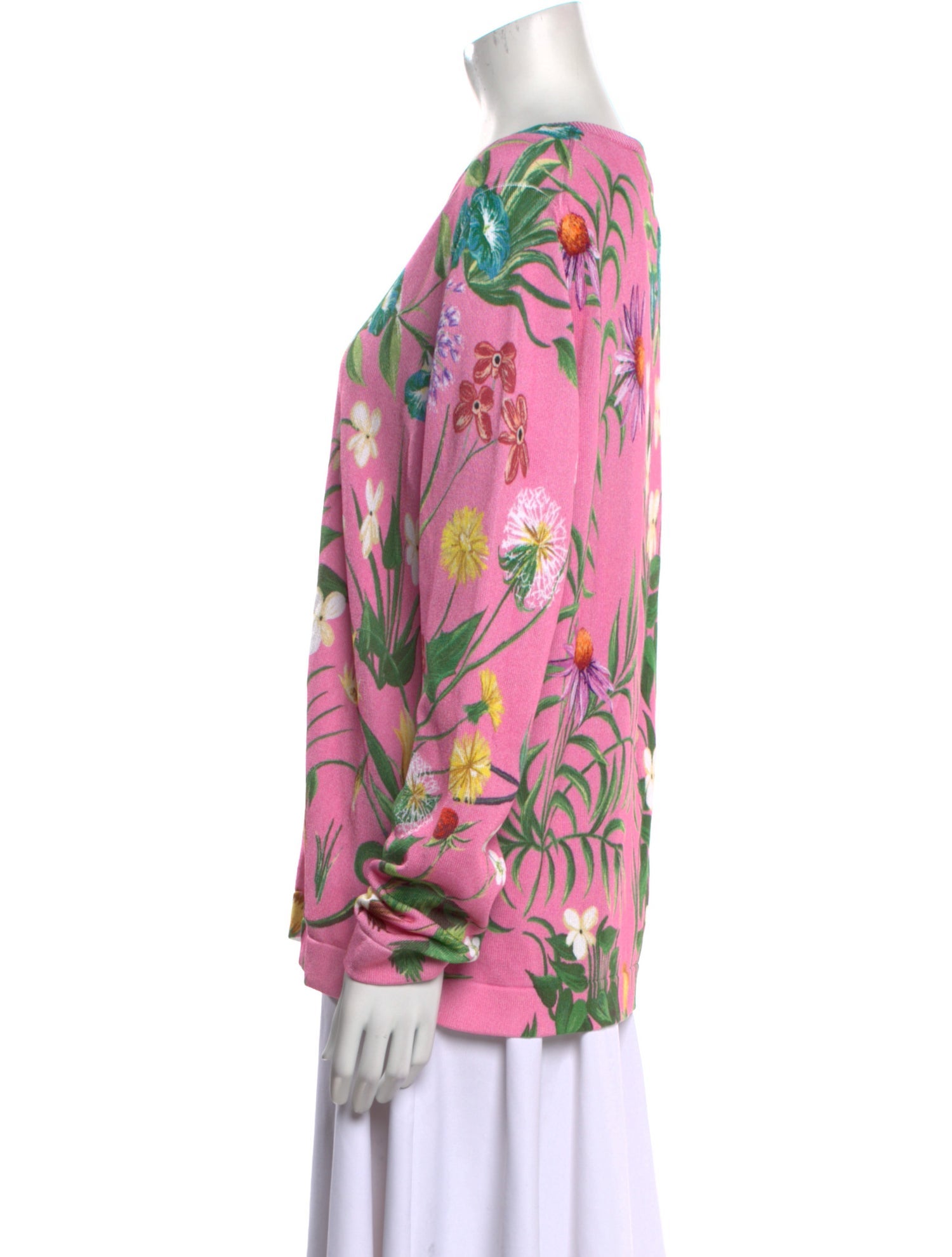 Oscar de la Renta Floral Print Crew Neck Sweatshirt