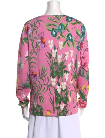 Oscar de la Renta Floral Print Crew Neck Sweatshirt
