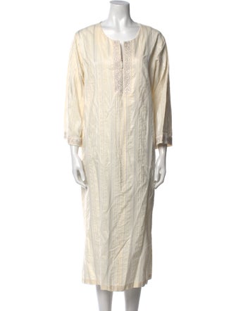 Oscar de la Renta Striped Midi Length Dress