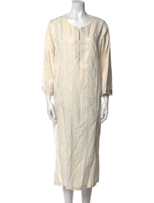 Oscar de la Renta Striped Midi Length Dress