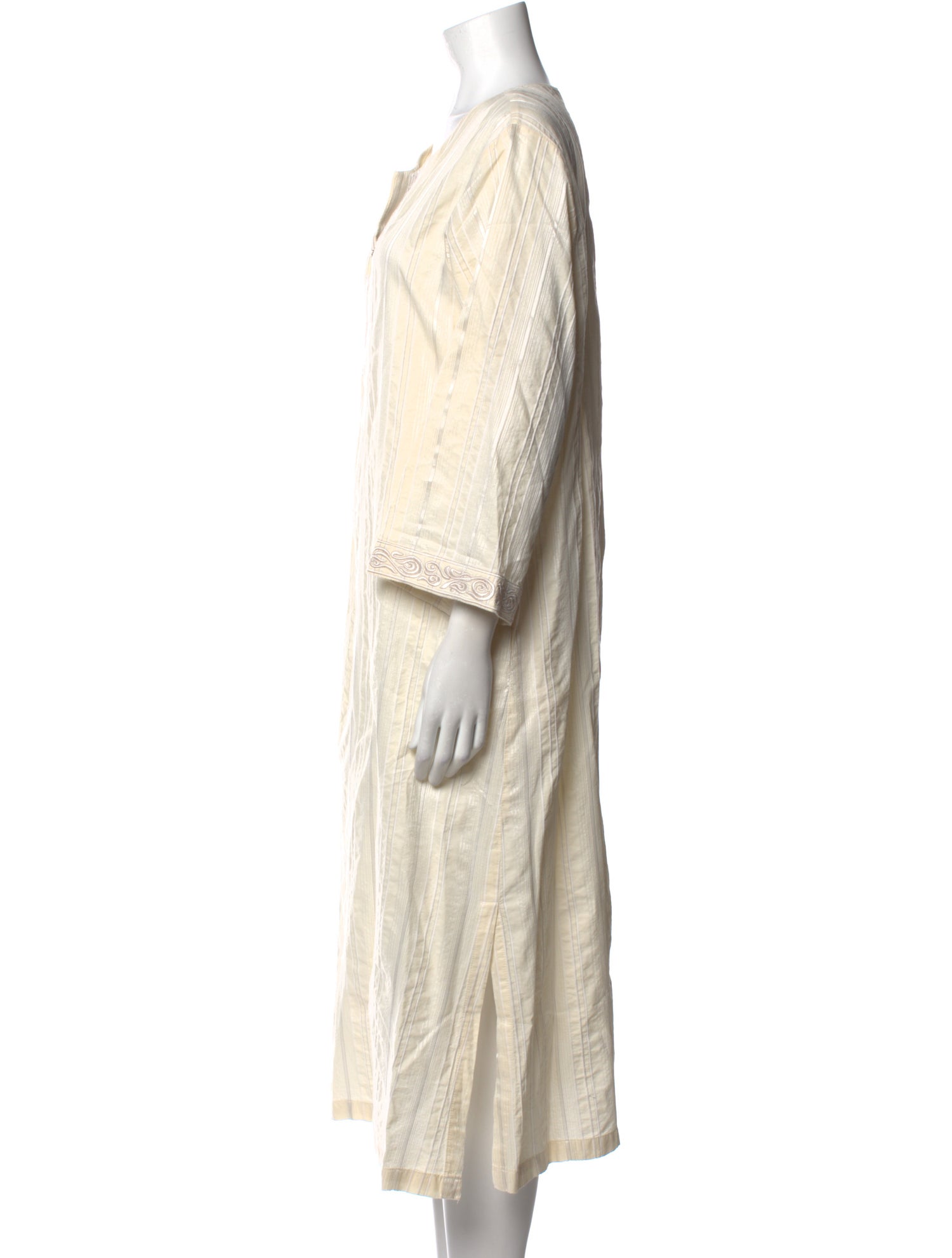 Oscar de la Renta Striped Midi Length Dress