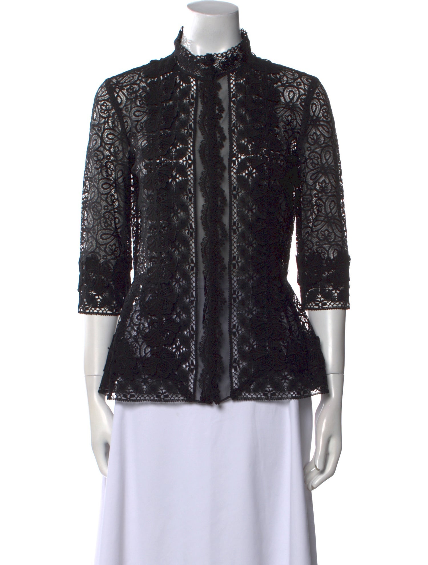 Oscar de la Renta Nylon Lace Pattern Blouse