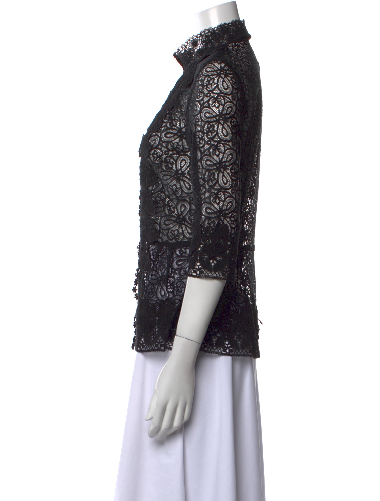 Oscar de la Renta Nylon Lace Pattern Blouse
