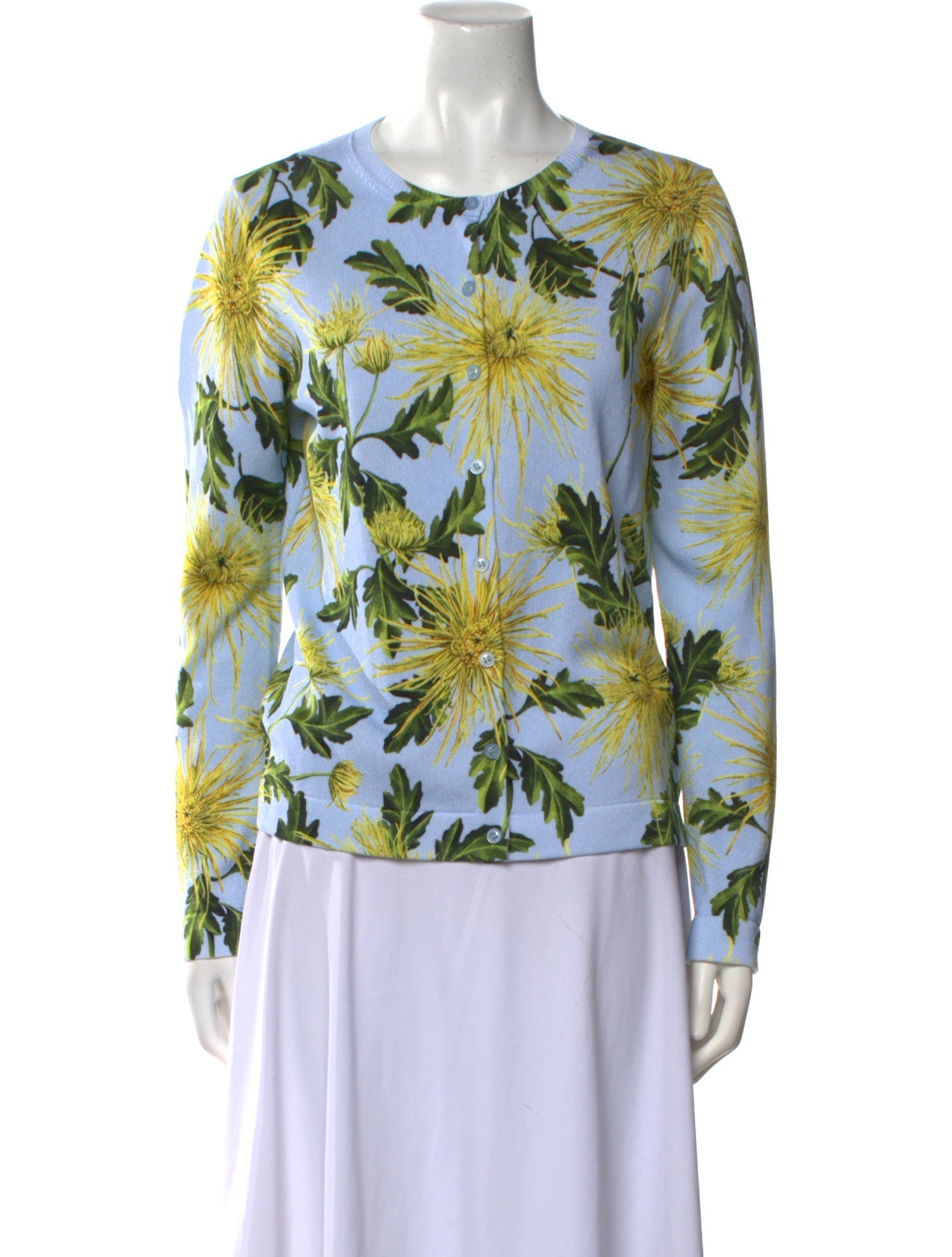 Oscar de la Renta Floral Print Crew Neck Sweater w/ Tags