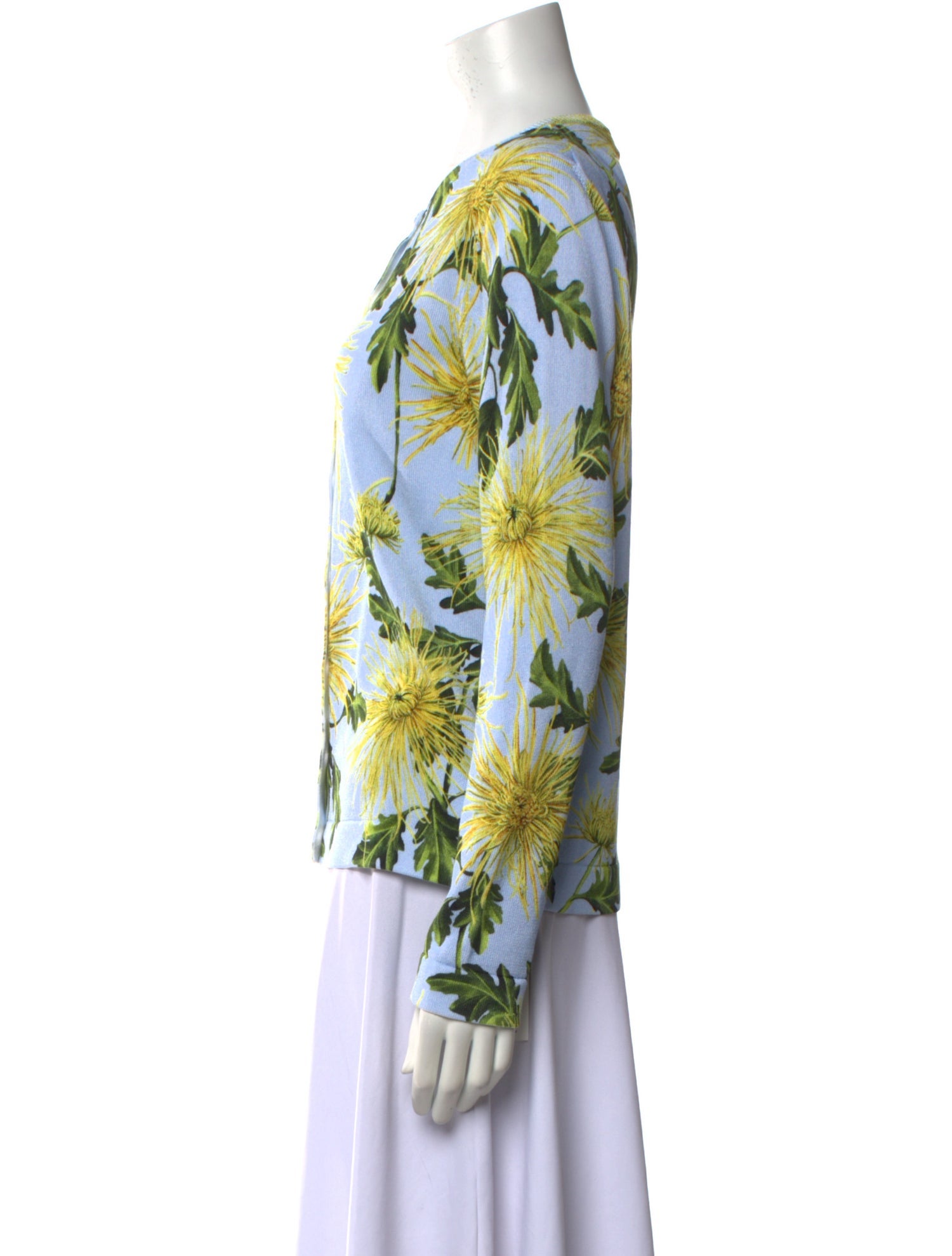 Oscar de la Renta Floral Print Crew Neck Sweater w/ Tags