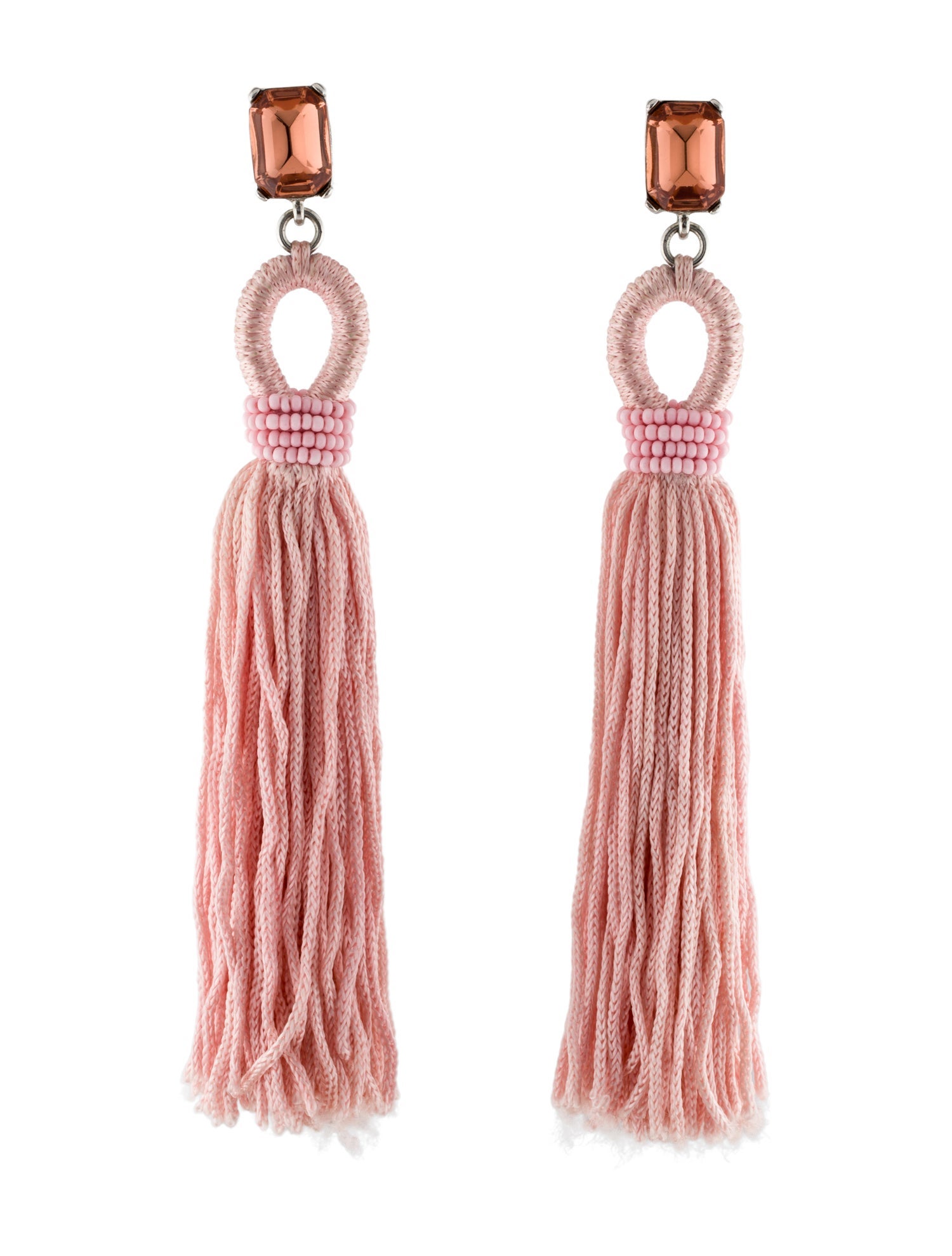Oscar de la Renta Crystal Tassel Drop Earrings