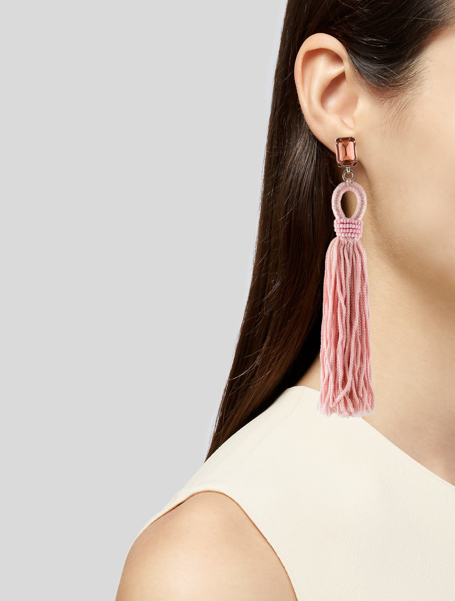 Oscar de la Renta Crystal Tassel Drop Earrings