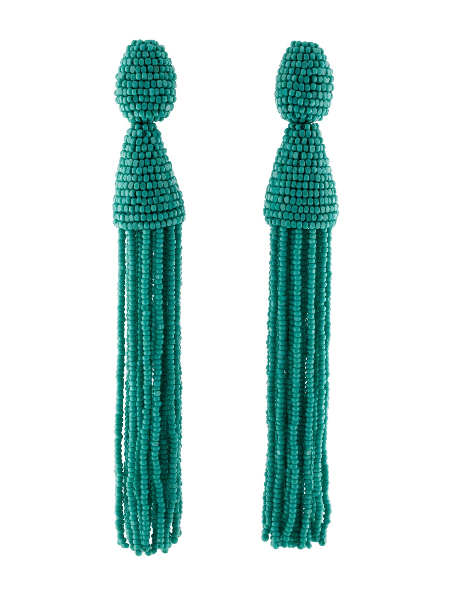 Oscar de la Renta Beaded Tassel Clip-On Earrings