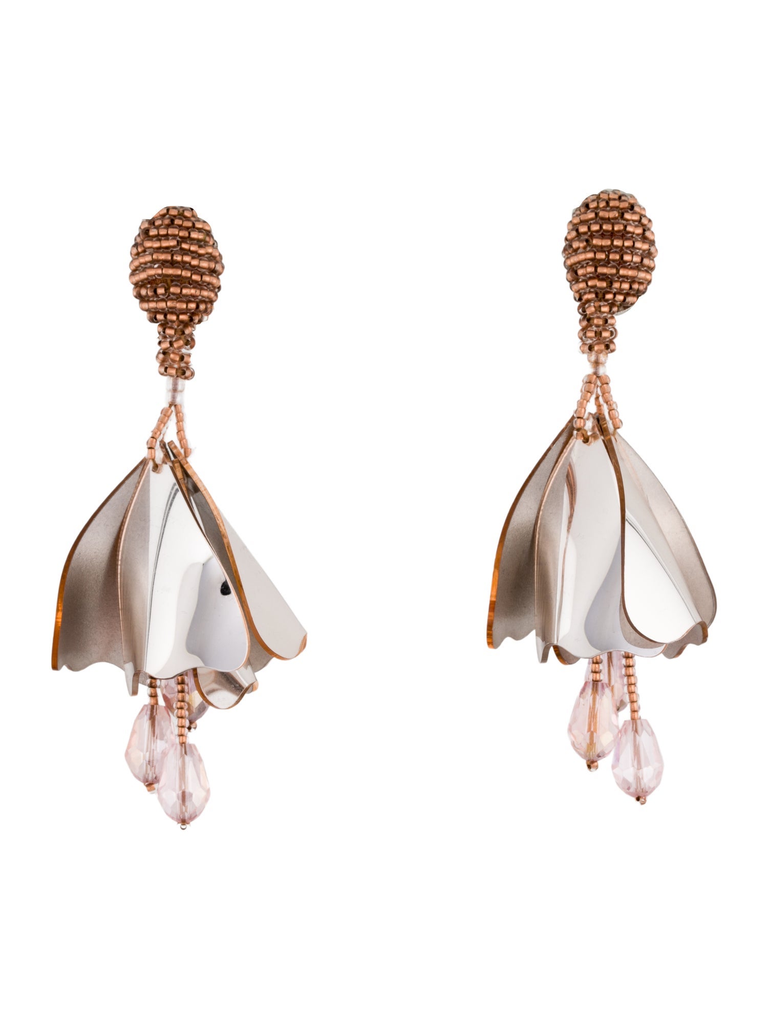 Oscar de la Renta Mini Impatiens Flower Drop Clip-On Earrings