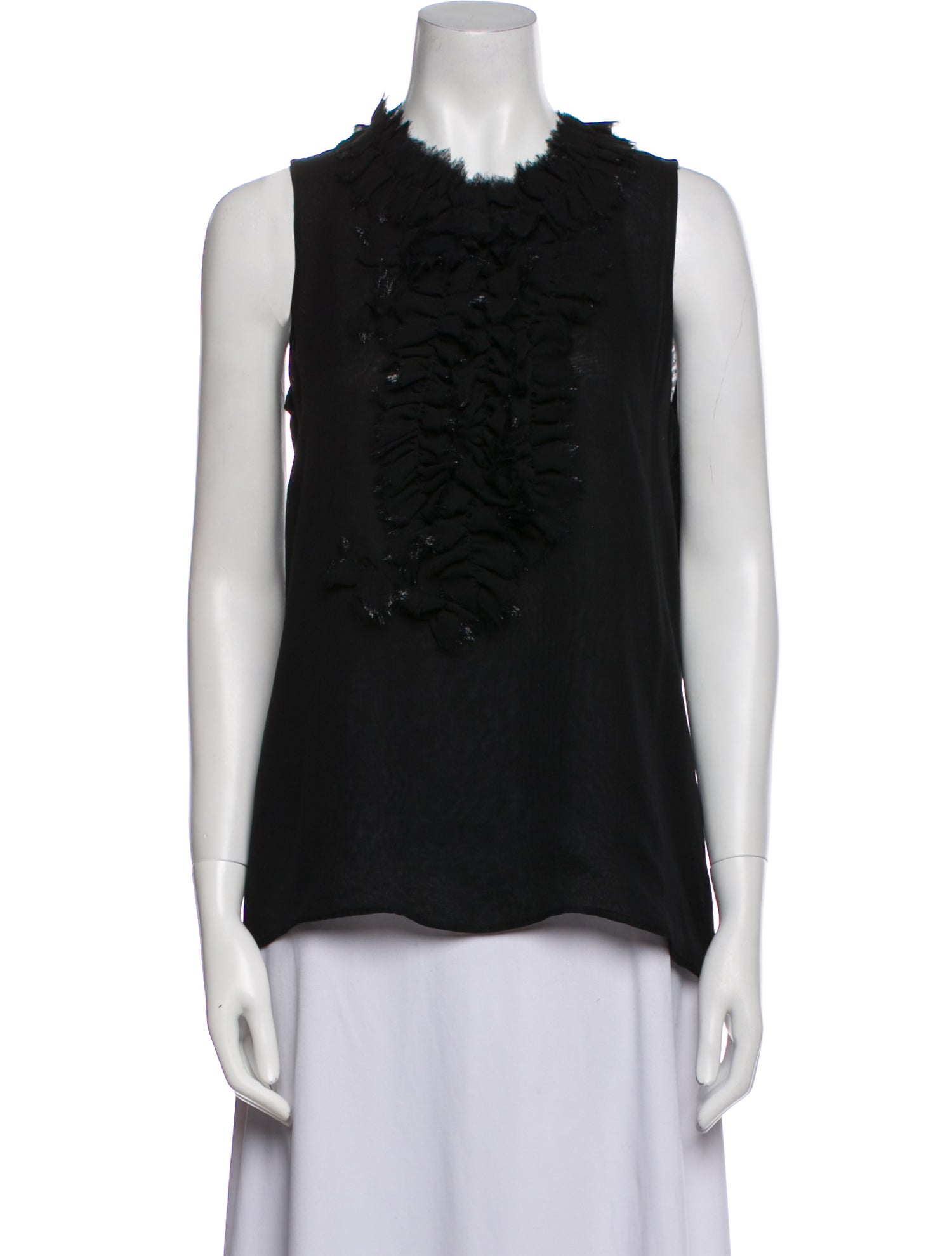 Oscar de la Renta Silk Crew Neck Blouse