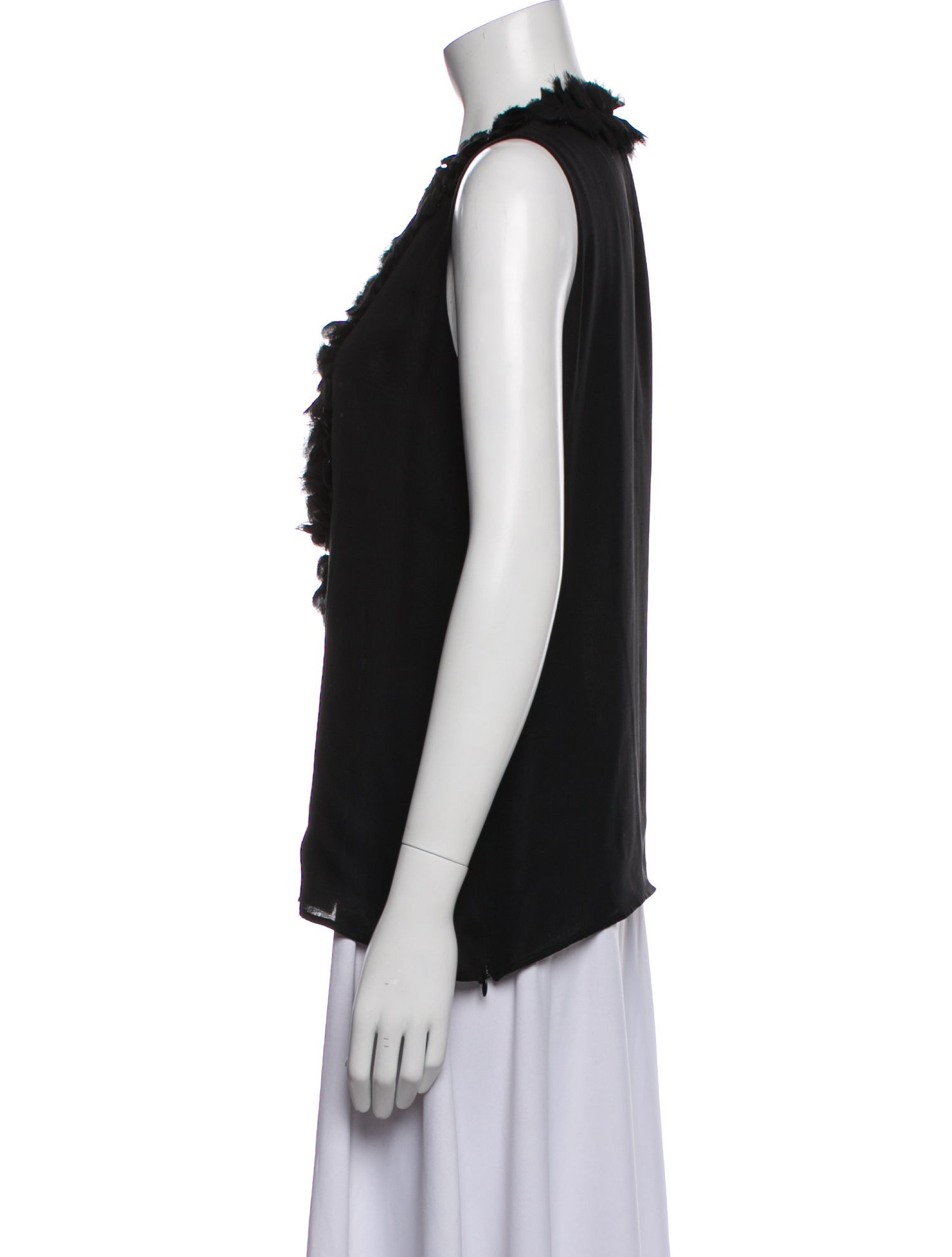 Oscar de la Renta Silk Crew Neck Blouse