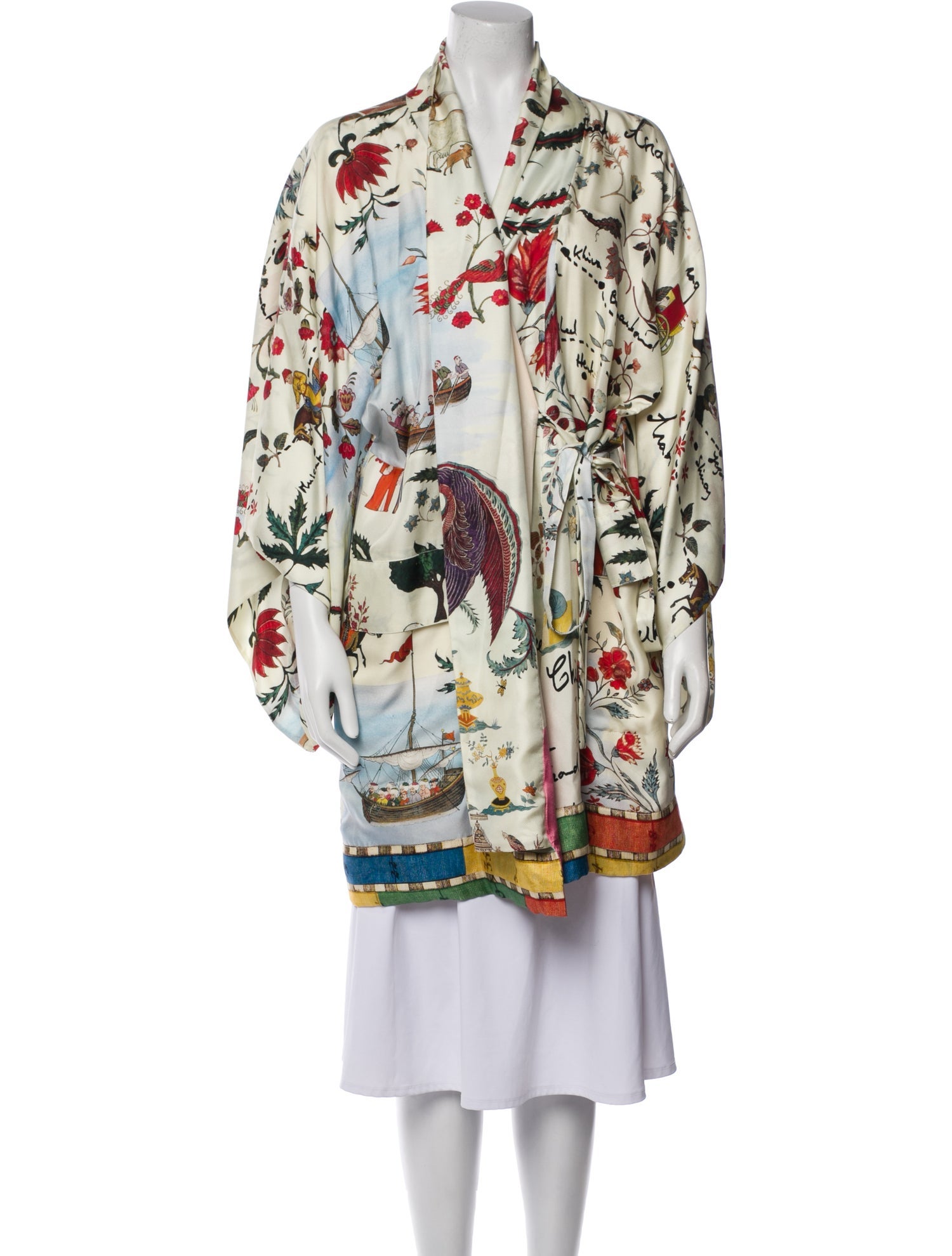 Oscar de la Renta Silk Floral Print Evening Jacket