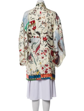 Oscar de la Renta Silk Floral Print Evening Jacket