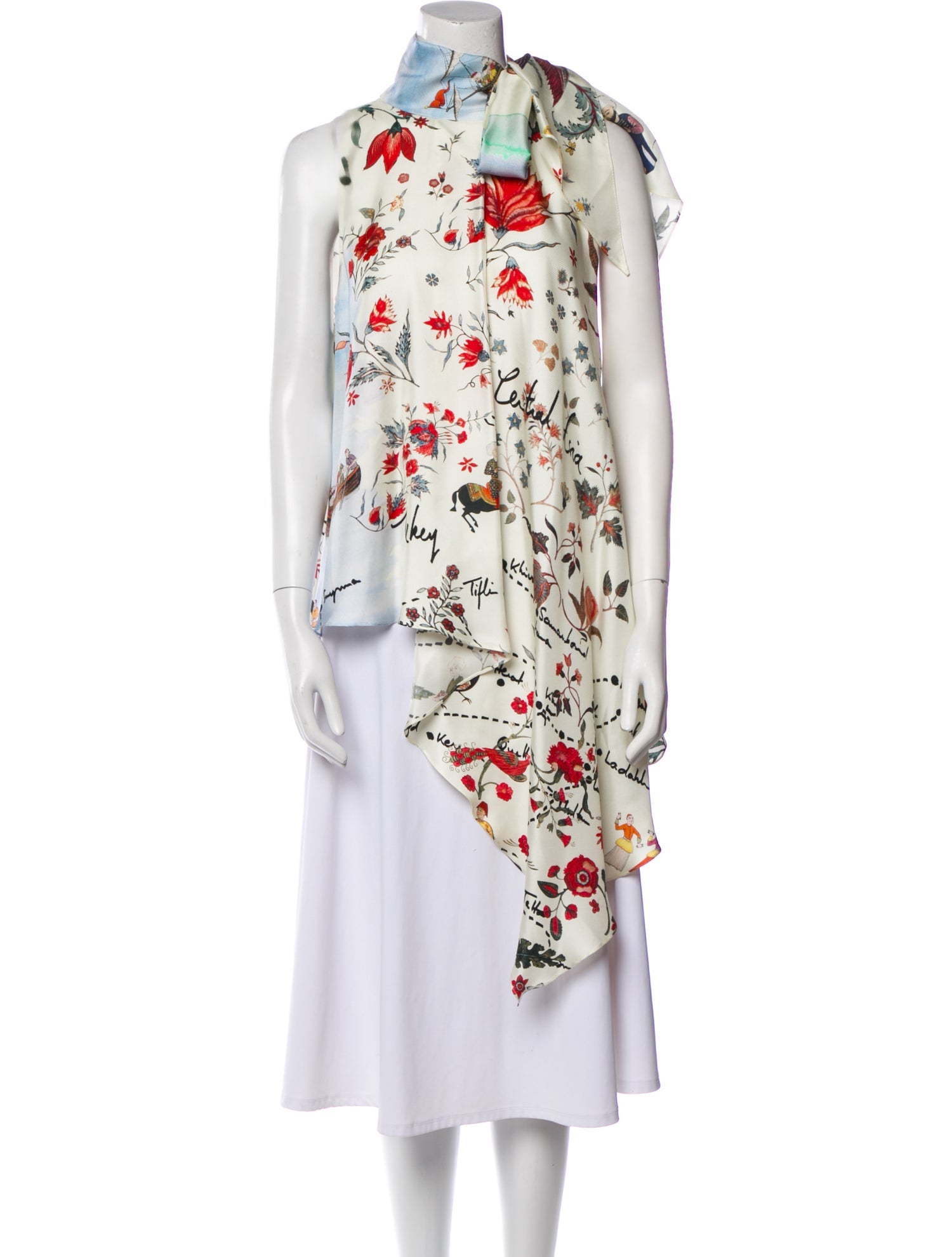 Oscar de la Renta Silk Floral Print Blouse