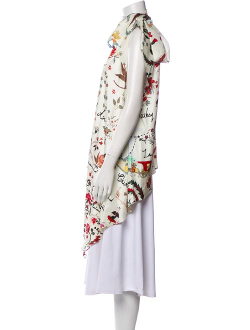 Oscar de la Renta Silk Floral Print Blouse