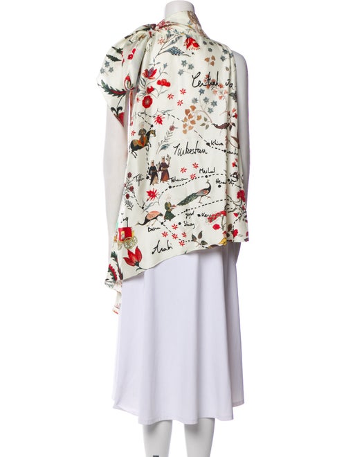 Oscar de la Renta Silk Floral Print Blouse
